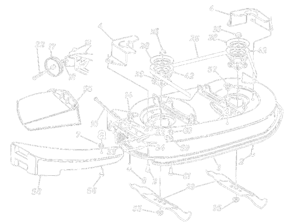 Deck Assembly 42 Inch Diagram and Parts List for 13AS699G088 (TMO-3204205)(1997) Yard Machines Lawn Tractor